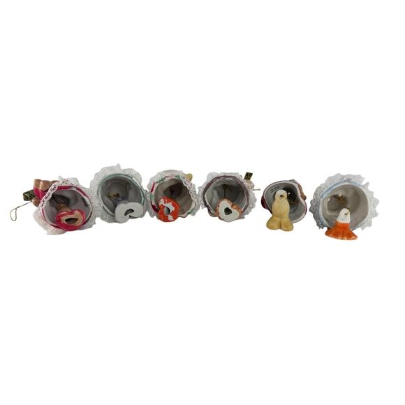 Jasco Caring Critters Chimer Bells Christmas Ornaments Set Of 6 Hand Painted - Picture 8 of 15